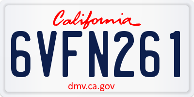 CA license plate 6VFN261