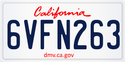 CA license plate 6VFN263