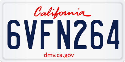 CA license plate 6VFN264