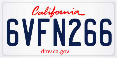 CA license plate 6VFN266