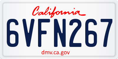 CA license plate 6VFN267