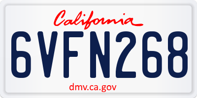 CA license plate 6VFN268