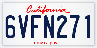 CA license plate 6VFN271