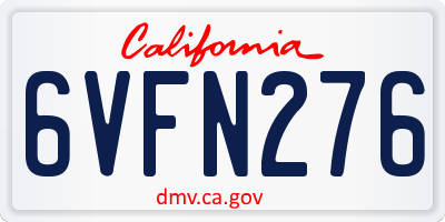CA license plate 6VFN276