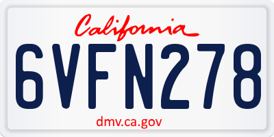 CA license plate 6VFN278
