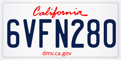 CA license plate 6VFN280