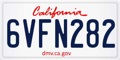 CA license plate 6VFN282