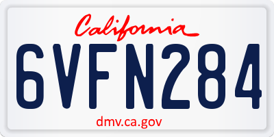 CA license plate 6VFN284
