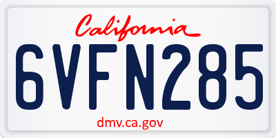 CA license plate 6VFN285