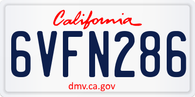 CA license plate 6VFN286