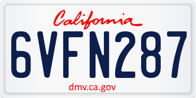 CA license plate 6VFN287