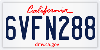 CA license plate 6VFN288