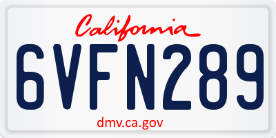 CA license plate 6VFN289