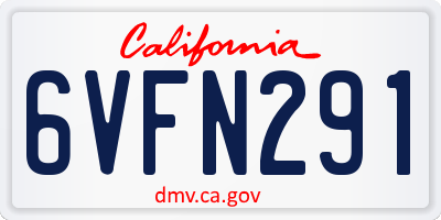 CA license plate 6VFN291
