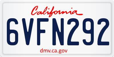 CA license plate 6VFN292