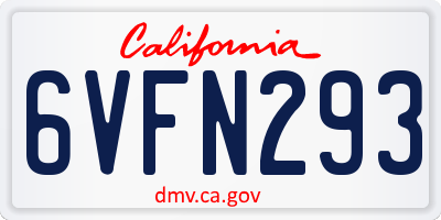CA license plate 6VFN293
