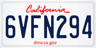 CA license plate 6VFN294