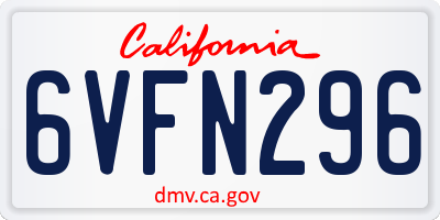 CA license plate 6VFN296