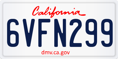 CA license plate 6VFN299