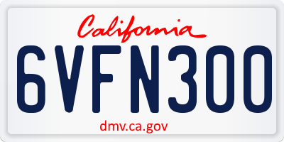 CA license plate 6VFN300