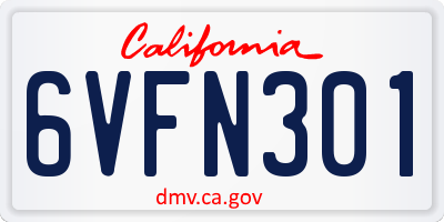 CA license plate 6VFN301