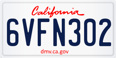 CA license plate 6VFN302