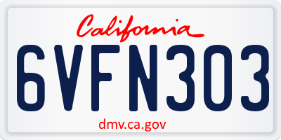 CA license plate 6VFN303