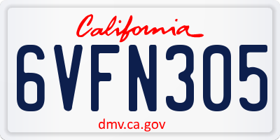 CA license plate 6VFN305