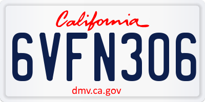 CA license plate 6VFN306
