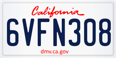 CA license plate 6VFN308