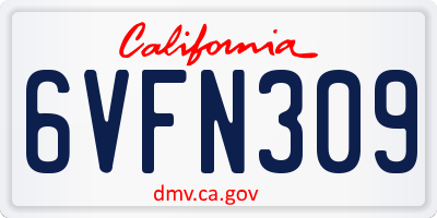 CA license plate 6VFN309