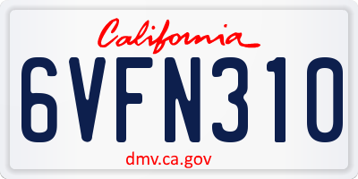 CA license plate 6VFN310