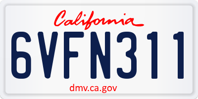 CA license plate 6VFN311
