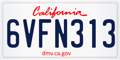 CA license plate 6VFN313