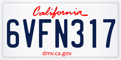 CA license plate 6VFN317