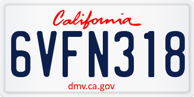 CA license plate 6VFN318