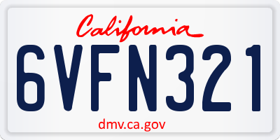 CA license plate 6VFN321