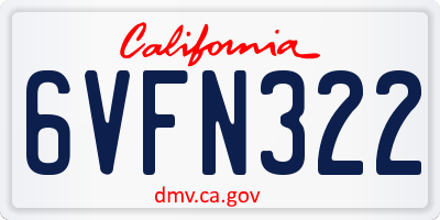 CA license plate 6VFN322