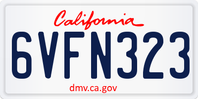 CA license plate 6VFN323