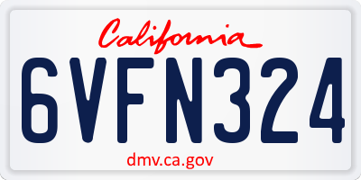 CA license plate 6VFN324