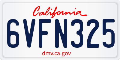 CA license plate 6VFN325