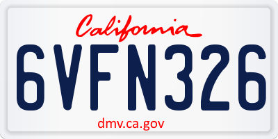 CA license plate 6VFN326