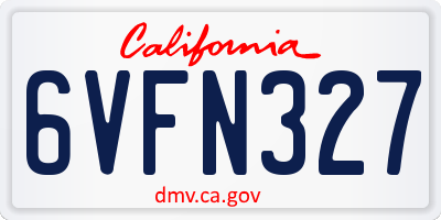 CA license plate 6VFN327