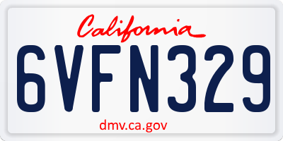 CA license plate 6VFN329