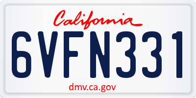 CA license plate 6VFN331
