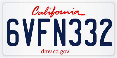 CA license plate 6VFN332