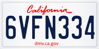 CA license plate 6VFN334