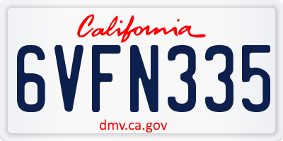 CA license plate 6VFN335