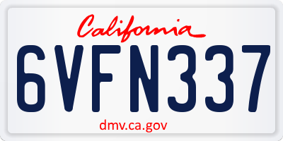 CA license plate 6VFN337