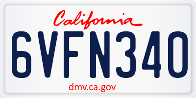 CA license plate 6VFN340